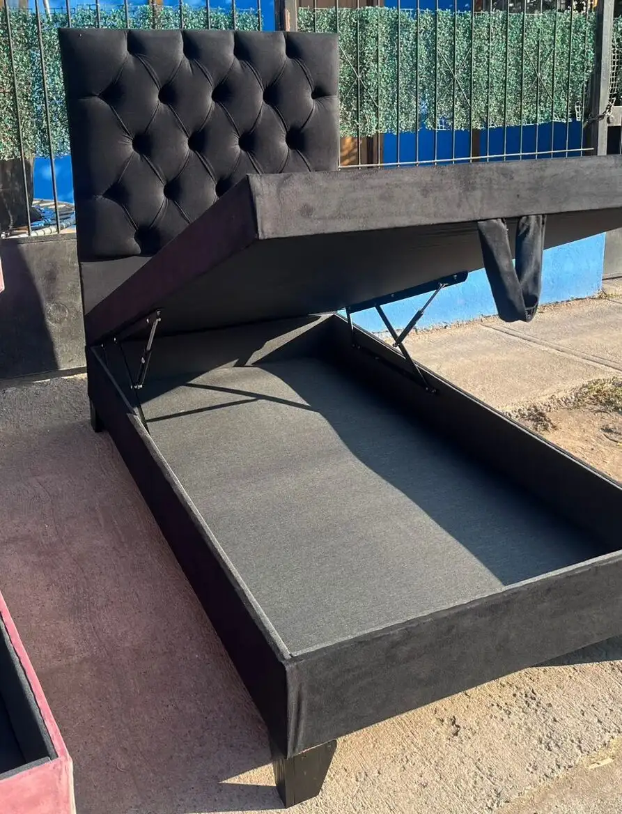 Cama Plaza y Media Baúl – Modelo capitoné